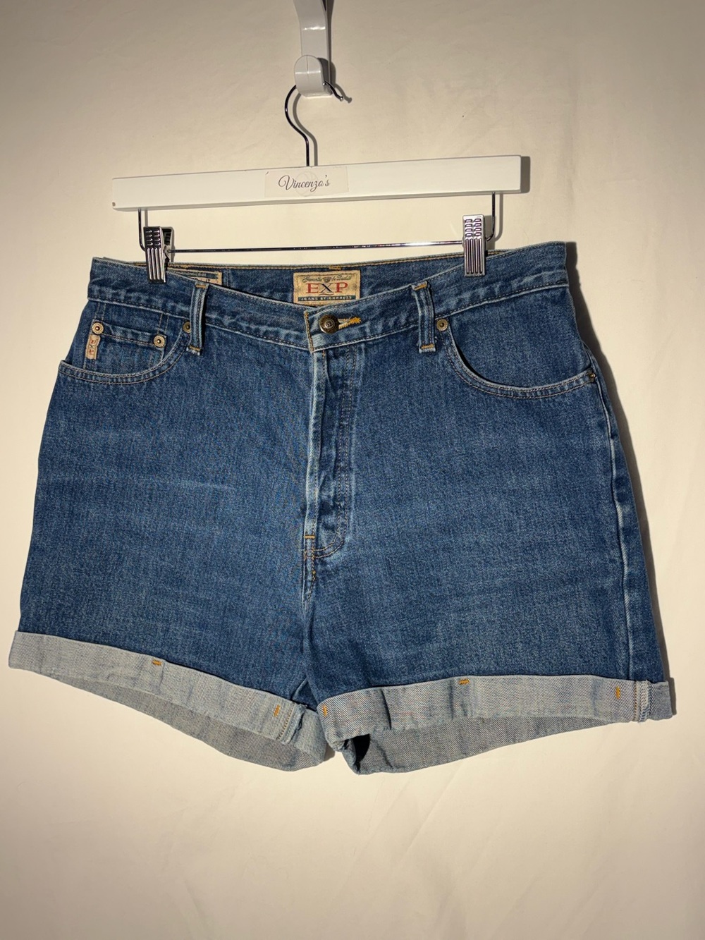 Vintage EXP Express High Rise Denim Shorts Cuffed Mom Jean Shorts 13/14 Y2K